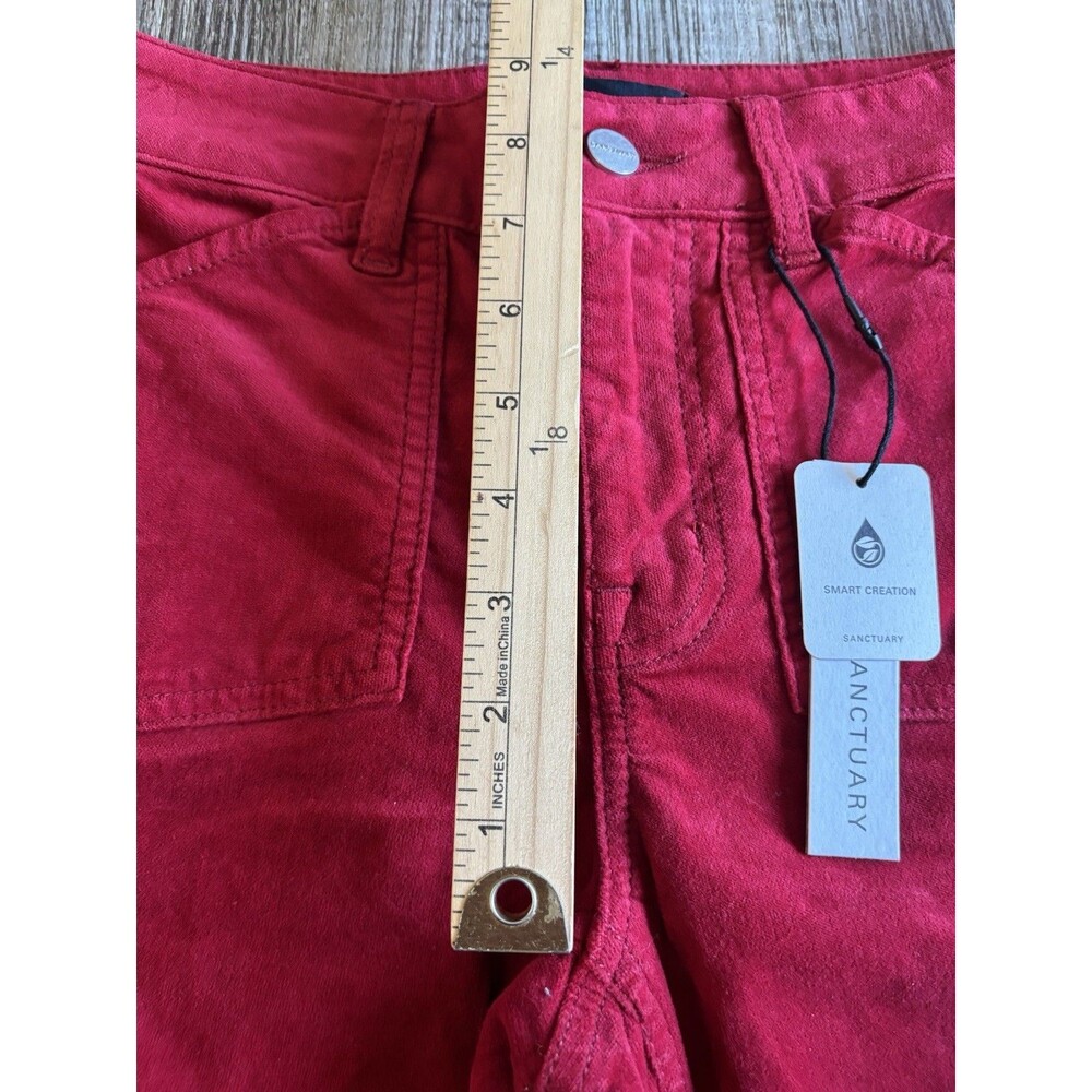 Sanctuary High Waist Velveteen Bootcut Pants Cherry Lacquer Women’s 24 FLAWED - Picture 11 of 16